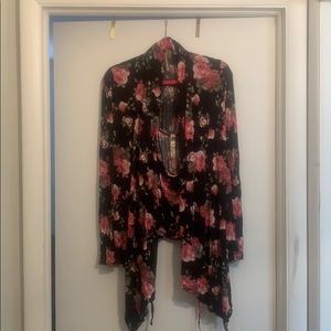 2 pc bandeau shirt with long sleeve cover up